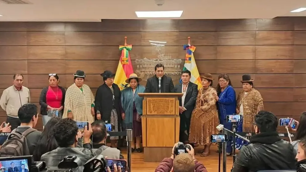 Huaytari en rueda de prensa, este miércoles. Foto: Diputados.
