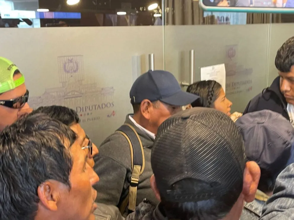 Representantes de los sectores sociales en la puerta de Diputados. Foto: Prensa Luisa Nayar. 