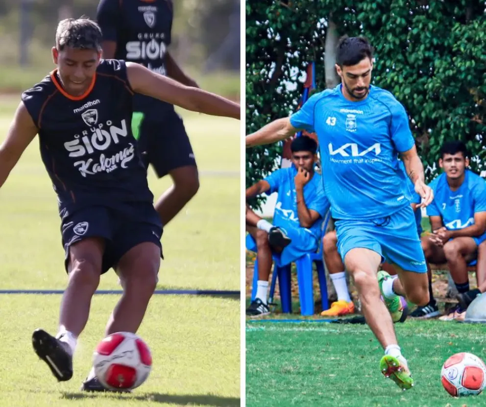 Jugadores de Royal Pari y Blooming durante sus entrenamientos.