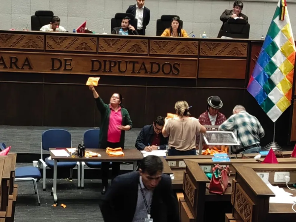 Proceso de votación de uno de los créditos. Foto: Diputados. 