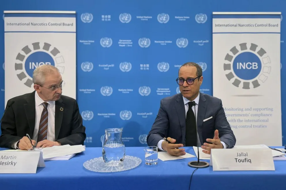 El presidente de la Jife, Jallal Toufiq, durante el informe. Foto: EFE