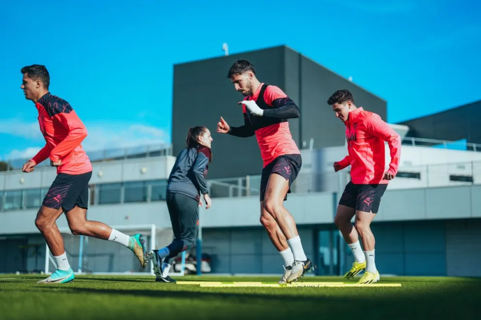 Los jugadores del club inglés en su último entrenamiento. Foto: Manchester City.