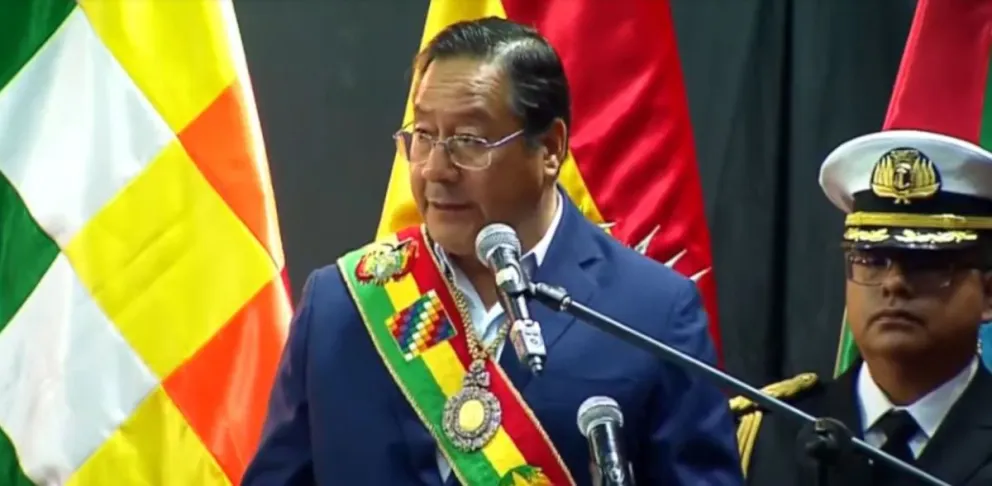Luis Arce durante su discurso en El Alto, este miércoles. Foto: Captura de video de @luchoxbolivia