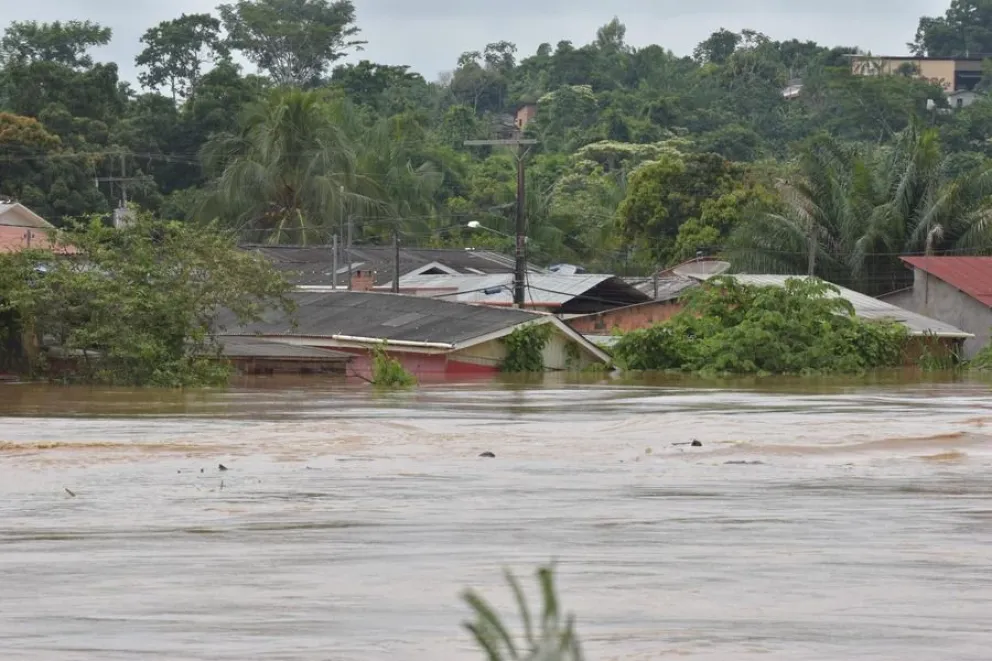 Una vista de la inundación en Cobija, Pando. Foto: ABI