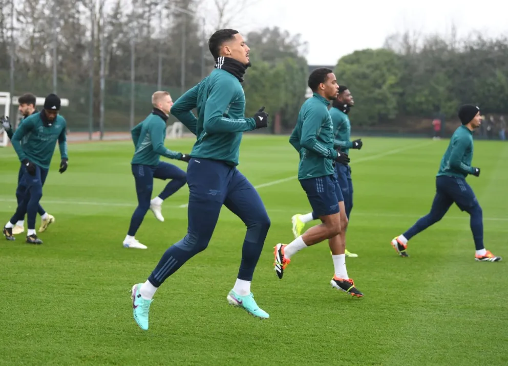 Los futbolistas del cuadro inglés en su última sesión de entrenamiento. Foto: Arsenal.