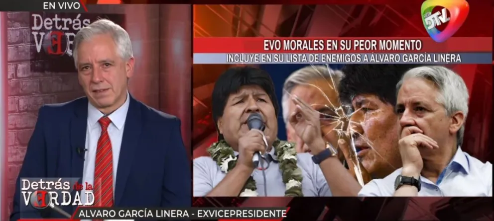 El exvicepresidente Álvaro García Linera, durante la entrevista. Foto: Captura de video