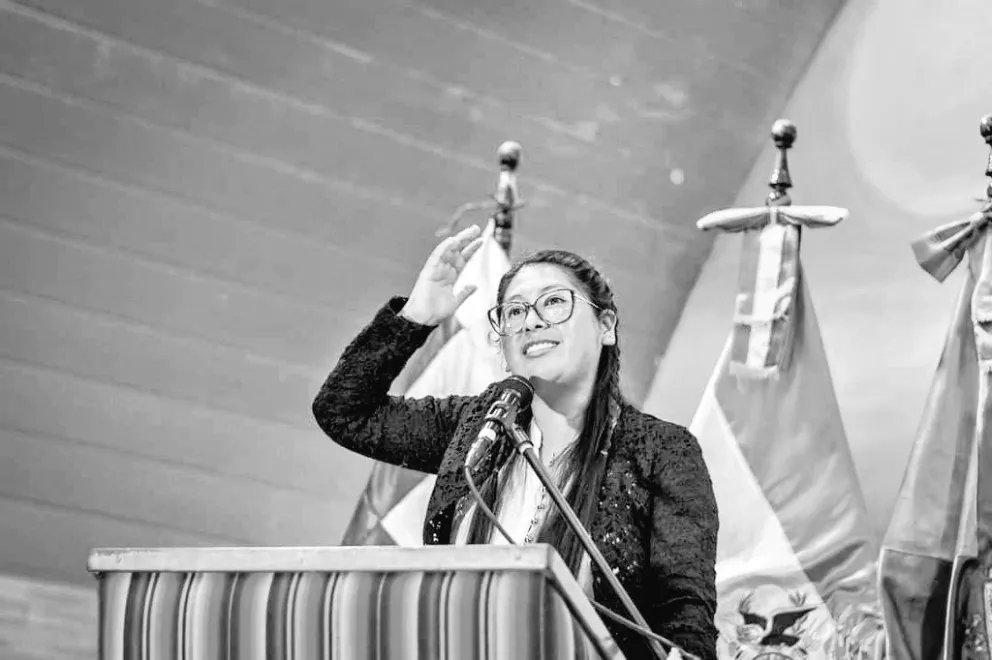 La alcaldesa de El Alto Eva Copa, durante un acto en esa ciudad. Foto: @conEvaCopa