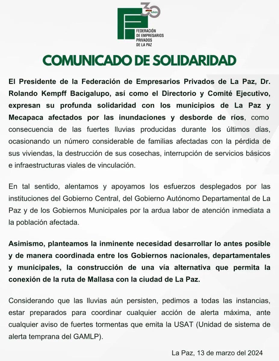 Comunicado de empresarios