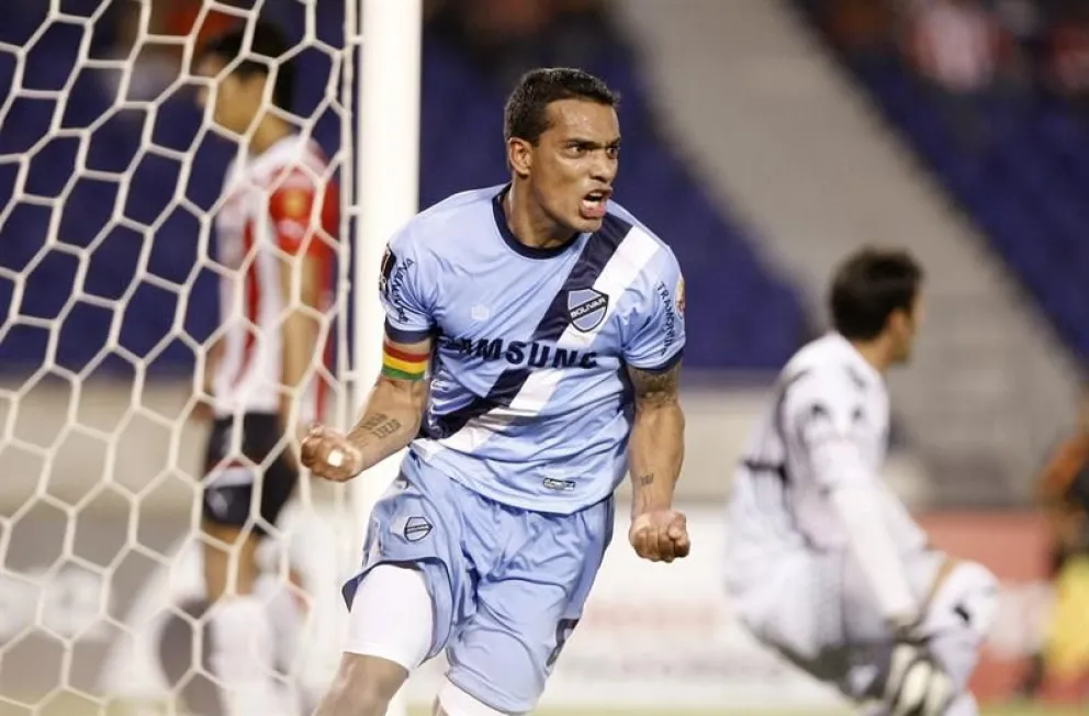 Ferreira festejando su gol ante el Junior de Barranquilla, en Colombia. Foto EFE