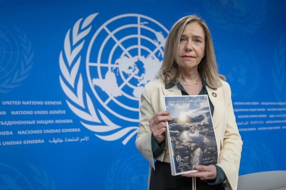 La secretaria general de la OMM, la argentina Celeste Saulo, presentó el último informe. Foto: EFE 