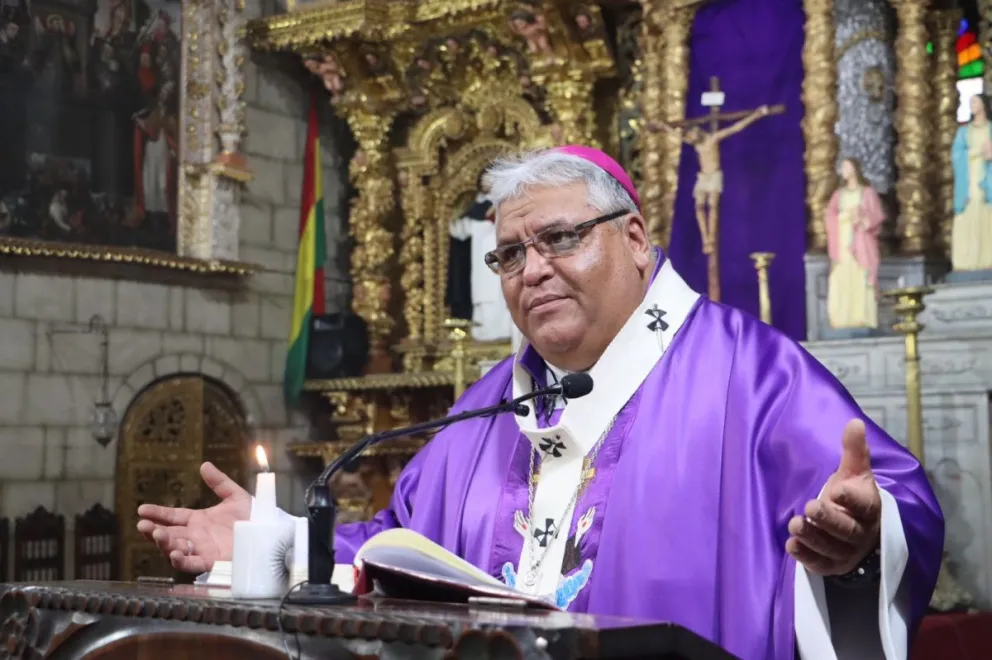 Monseñor Percy Galván, arzobispo de la Arquidiócesis de La Paz. Foto: Conferencia Episcopal Boliviana.