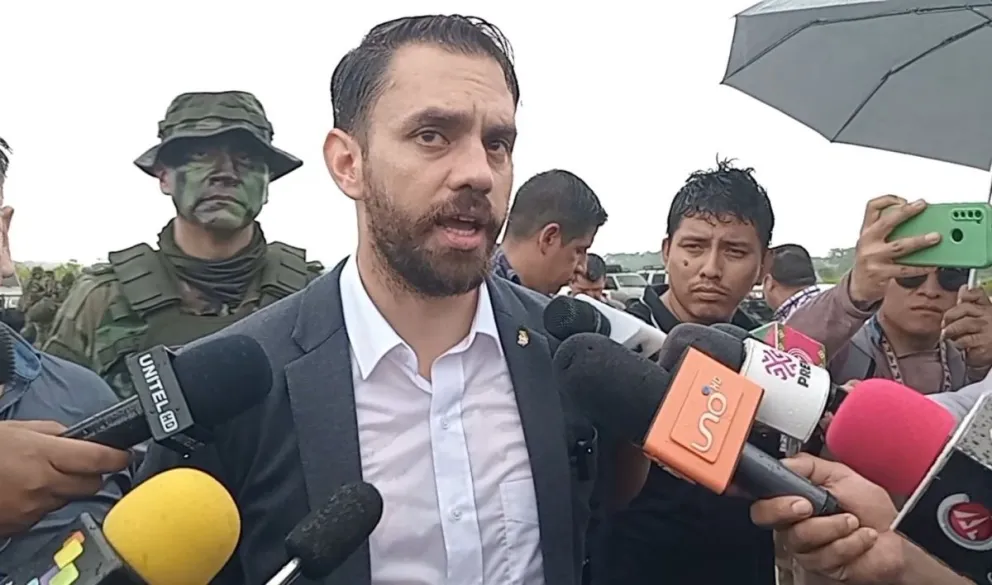 Del Castillo, en conferencia de prensa en Cochabamba. Foto: Visión 360