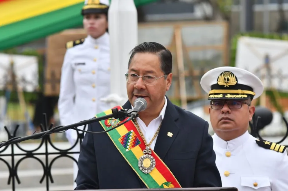 Arce durante su discurso por el Día del Mar, este viernes. Foto: APG