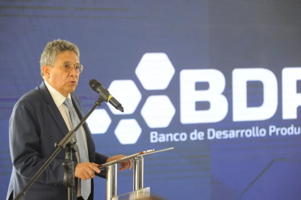 El presidente de la CEPB, Geovanni Ortuño, durante el evento de presentación del producto financiero Agro+BDP. Foto: CEPB