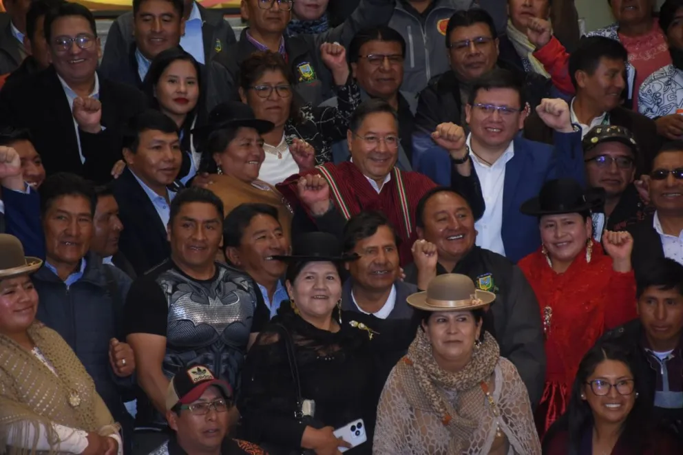 El presidente Luis Arce en el acto de este lunes en El Alto. Foto: APG
