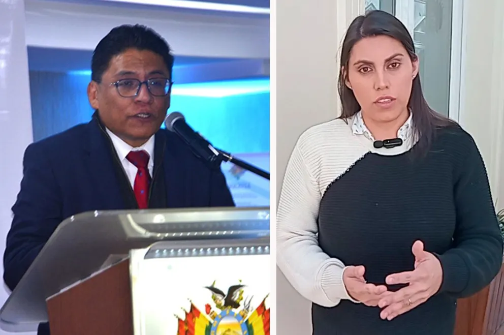El ministro de Justicia, Iván Lima, y la senadora de CC, Andrea Barrientos. Foto: Min de Justicia - Carlos Quisbert 