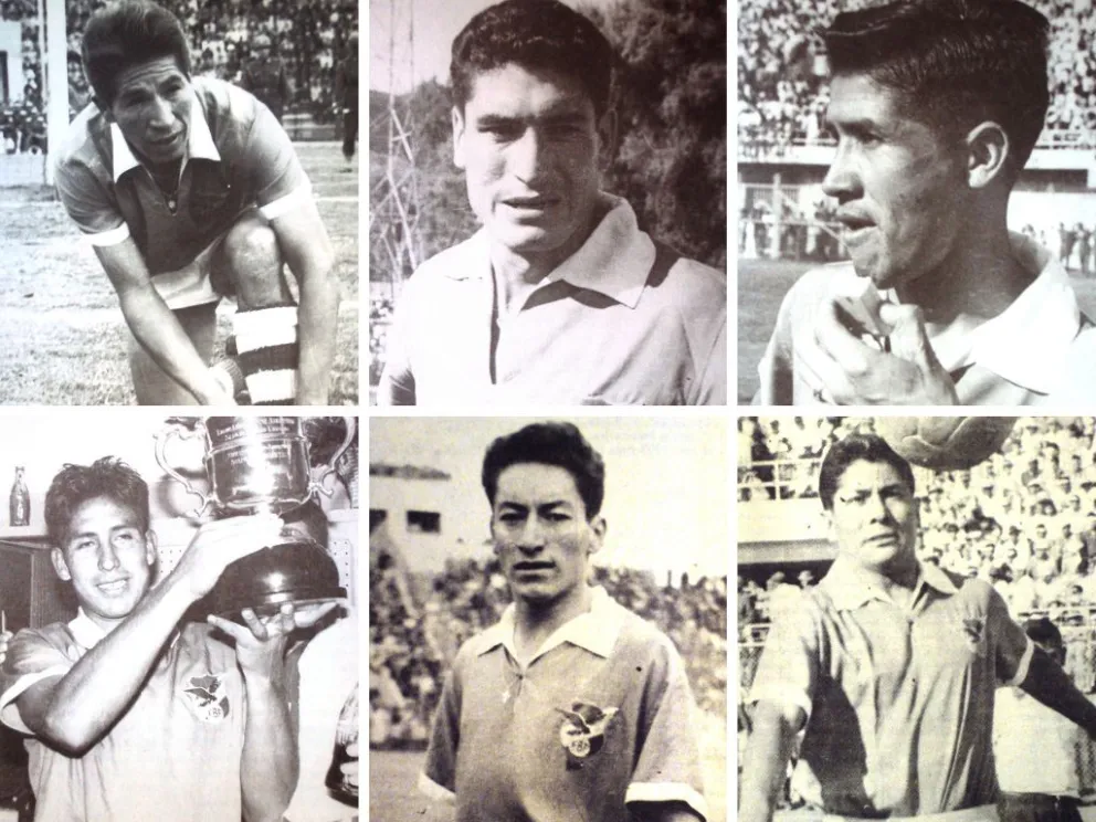 Ugarte, García, Alcócer, Camacho. Blacut y Ramírez del seleccionado nacional. Fotos:A 50 años de la Epopeya