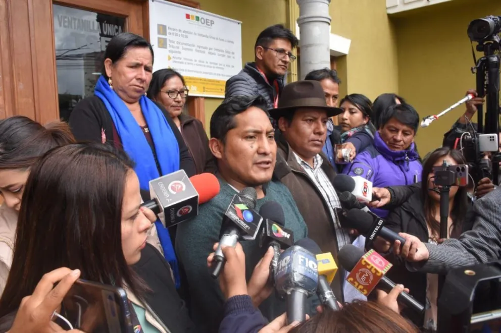 Vidal Gómez, dirigente de la Confederación Sindical de Comunidades Interculturales de Bolivia, este martes. Foto: APG