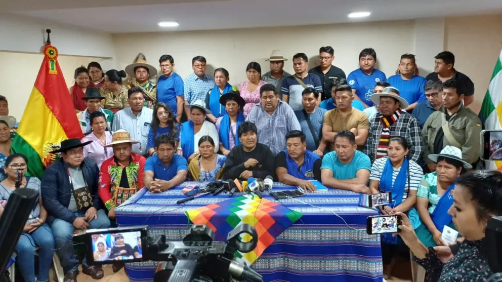 Evo Morales en conferencia de prensa en Cochabamba. Foto: RKC