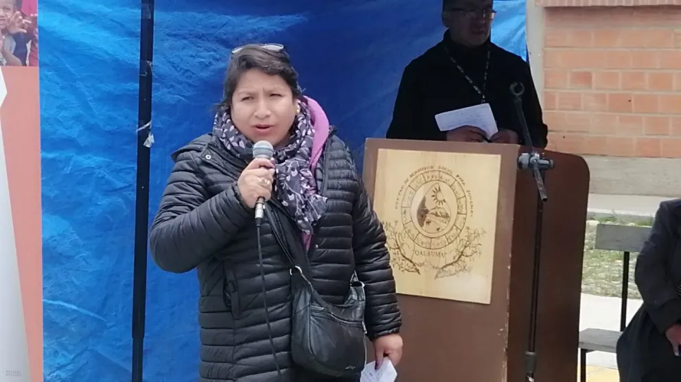 Dina Chuquimia durante un acto del Órgano Elecoral. Foto: @TSEBolivia