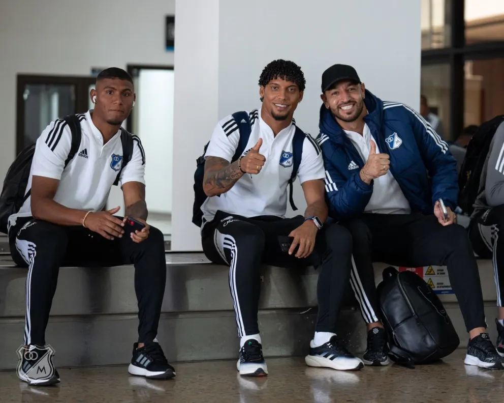 Jugadores de Millonarios que el lunes llegarán a la capital oriental. Foto: club Millonarios
