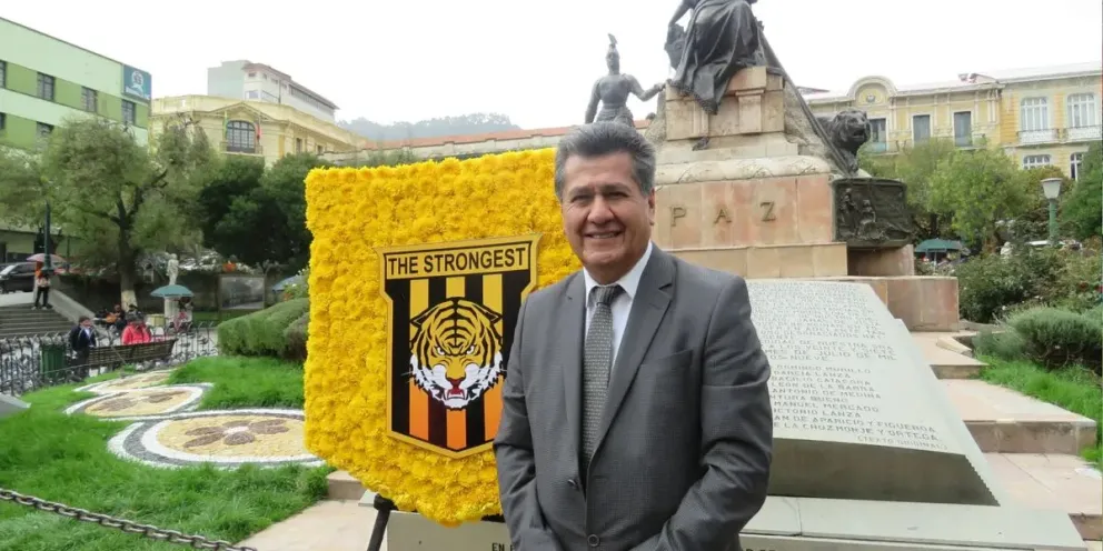 El expresidente de The Strongest, Jorge Pacheco, en un aniversario anterior de la institución.
