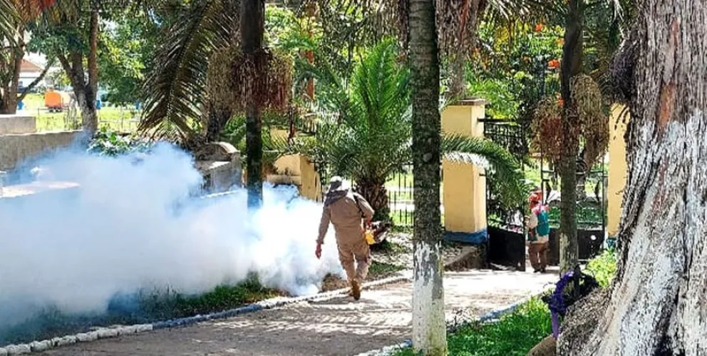 Un fumigador realiza su labor (Foto referencial). Foto: ABI / Sedes La Paz