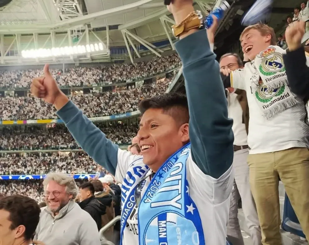 El senador Leonardo Loza disfruta del partido Real Madrid y Manchester City. Foto. Facebook del legislador.