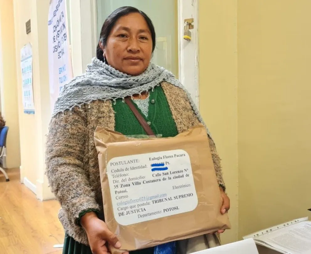 Eulogia Flores Pacara, única postulante a magistrada del TSJ por el departamento de Potosí. Foto: Cámara de Senadores.