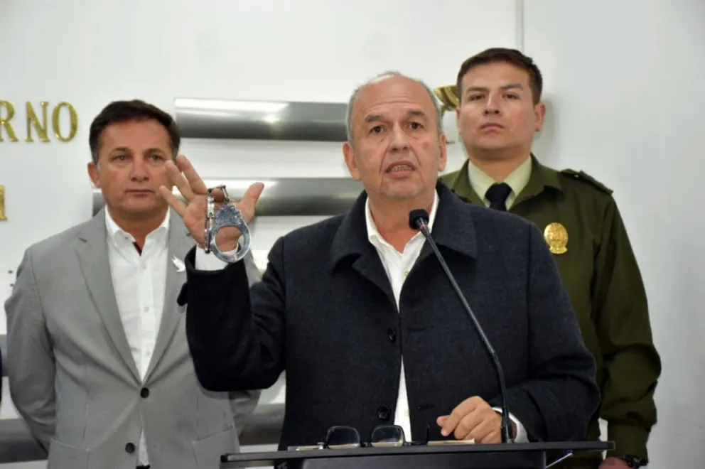 Arturo Murillo, en una conferencia de prensa.  Foto: Ministerio de Gobierno de 2019.