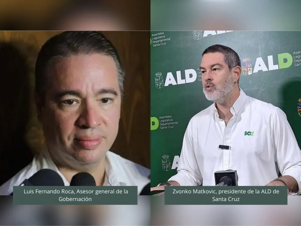 Las dos autoridades de la Gobernación de Santa Cruz que tuvieron un desencuentro por el tema de Piso Firme. Foto. Composición.