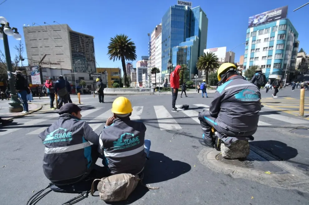 La protesta de este lunes en El Prado de La Paz. Foto: APG