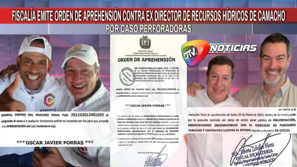 Porras fue secretario de Recursos Hídricos durante la gestión de Luis Fernando Camacho. Foto: DTV
