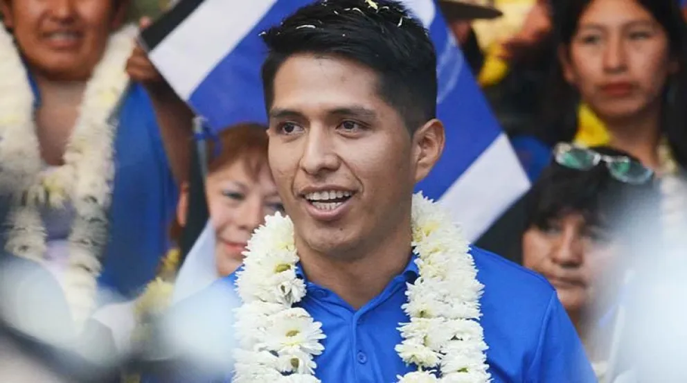Andrónico Rodríguez en conferencia de prensa. Foto: Los Tiempos