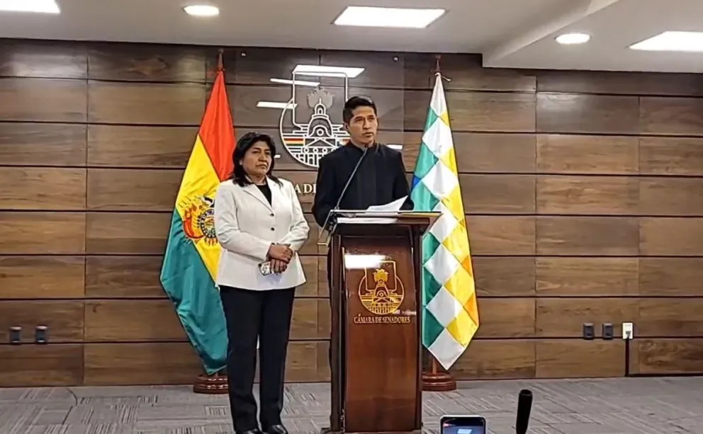 El presidente del Senado en la conferencia de prensa de hoy. Foto: Captura de video