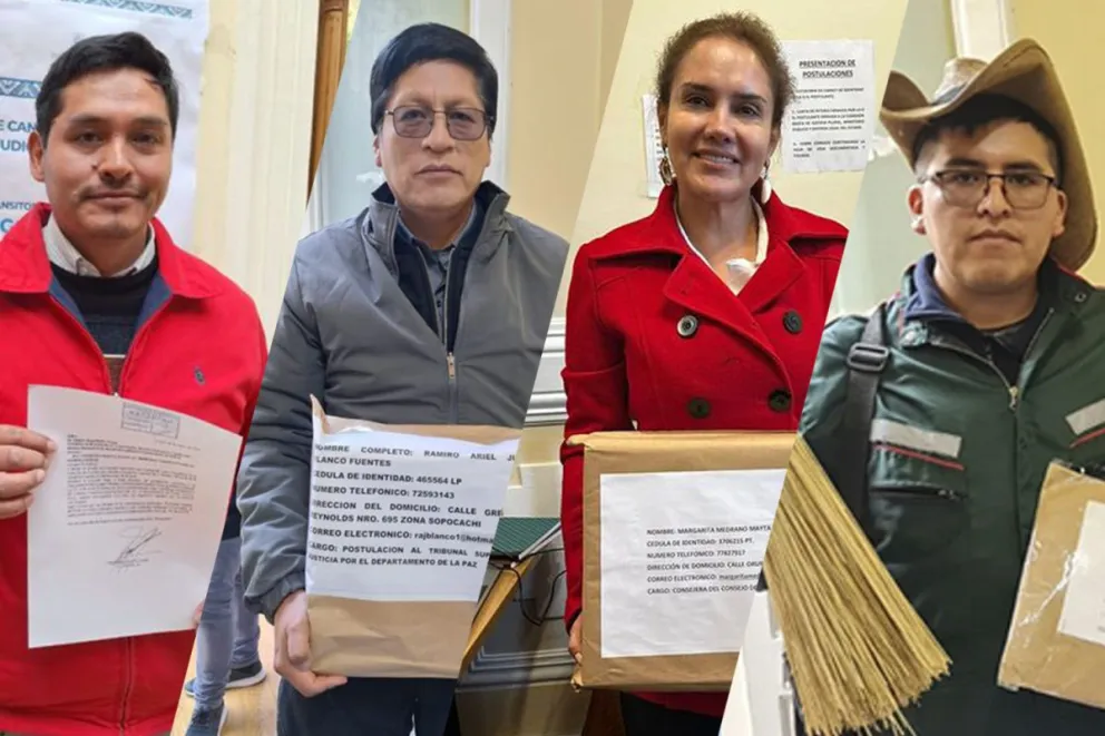 Algunos de los postulantes que presentaron amparos constitucionales contra las elecciones judiciales y logaron que las mismas se paralicen. Fotos: Cámara de Senadores.