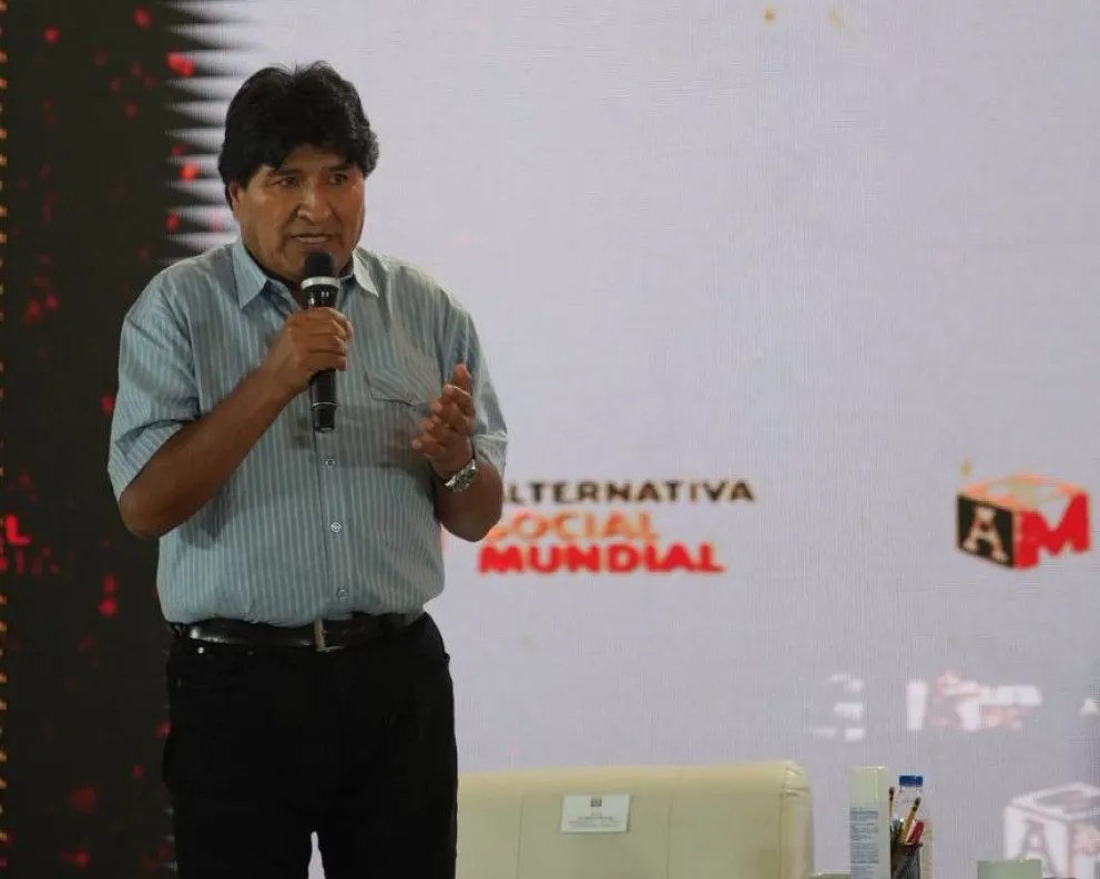 Morales, durante el encuentro del ALBA-TCP. Foto: @ALBATCP
