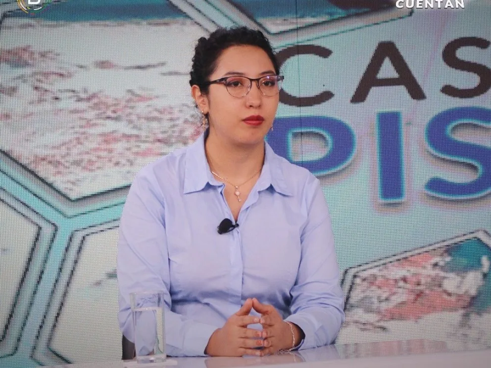 Karla Calderón, presidenta ejecutiva de YLB.    Foto: Bolivia TV