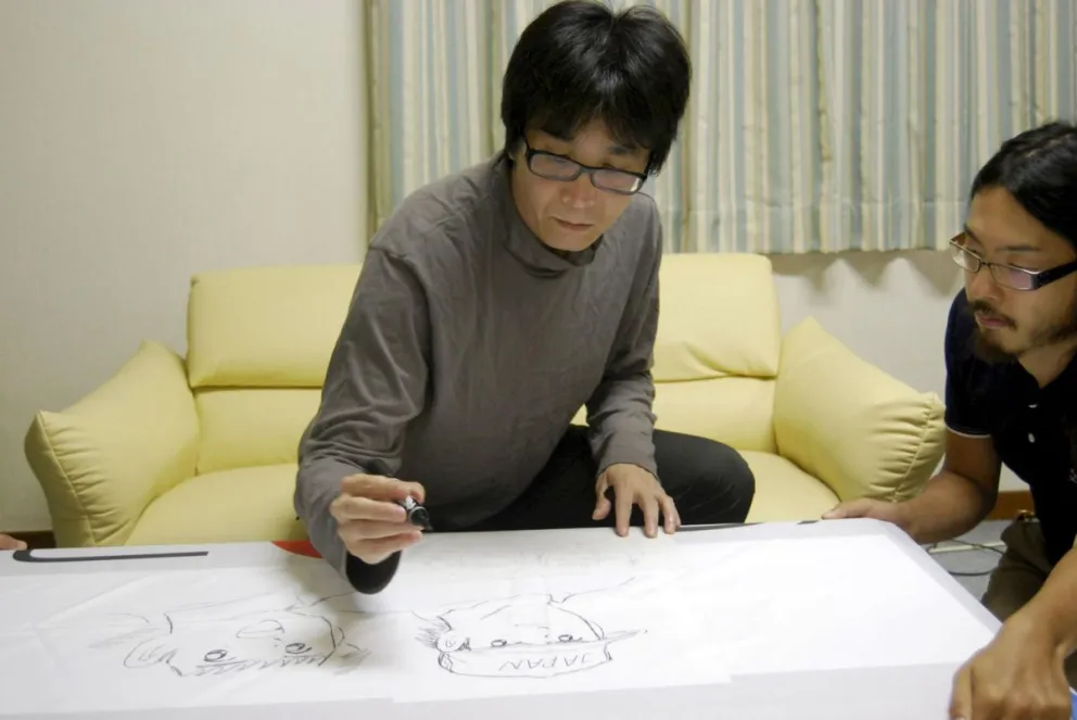 Yoichi Takahashi dibuja a Óliver, en una imagen de archivo. Foto: EFE