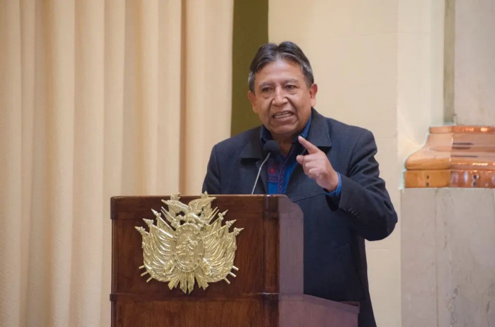 El vicepresidente David Choquehuanca durante el acto. Foto: Vicepresidencia