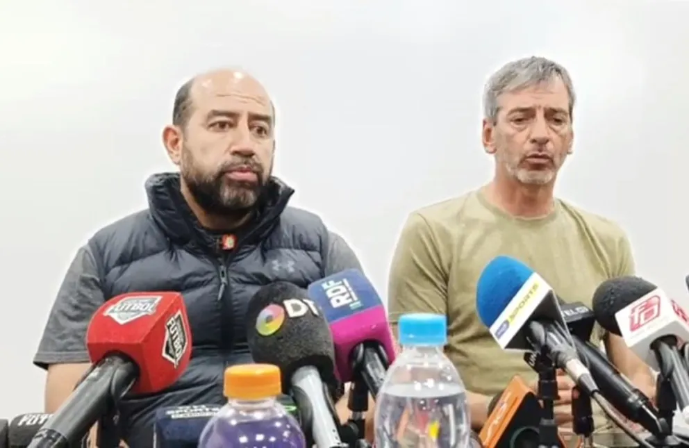 Omar Mustafá (izq.) , presidente de Wilstermann, junto al DT Gastón Ramondino. Foto: Redes sociales