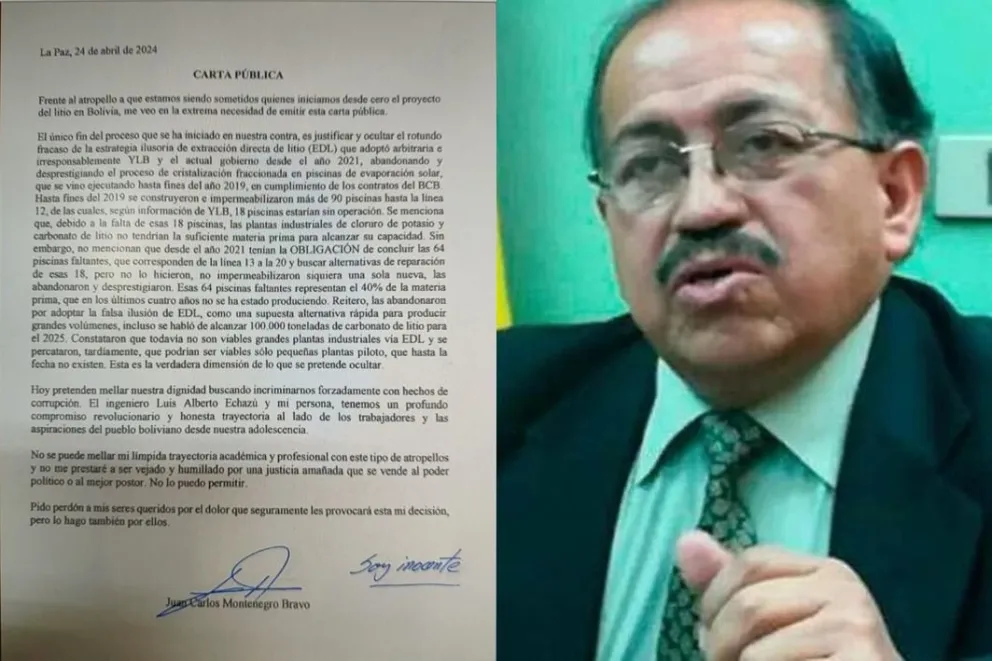 Juan Carlos Montenegro junto a la carta póstuma que dejó. Foto: Composición Visión 360