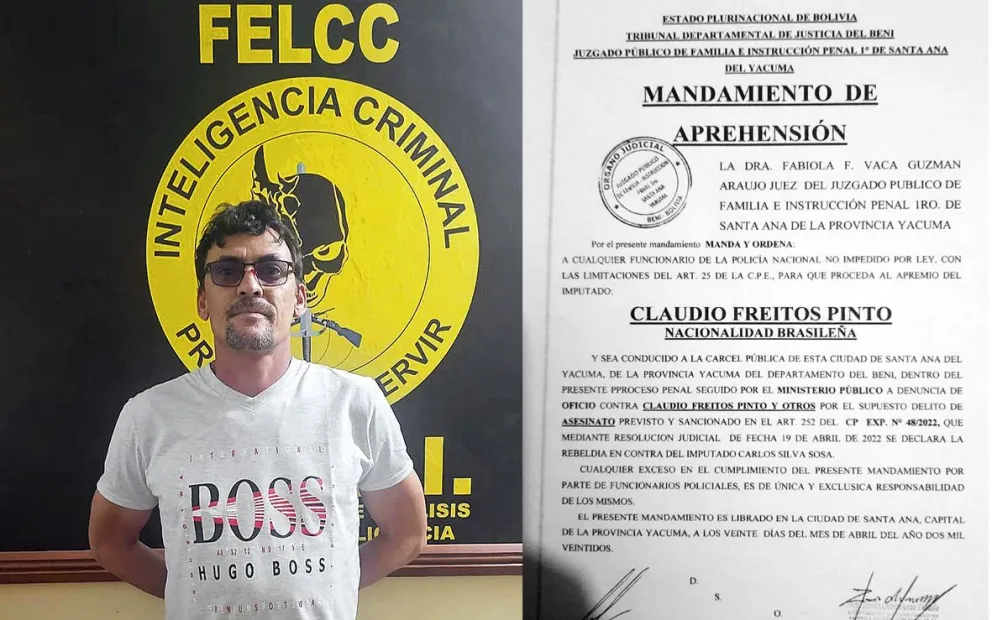 El detenido junto a la orden de aprehensión. Foto: @EDelCastilloDC