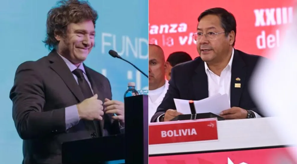 Los presidentes de Argentina y Bolivia, Javier Milei y Luis Arce. Foto: Composición