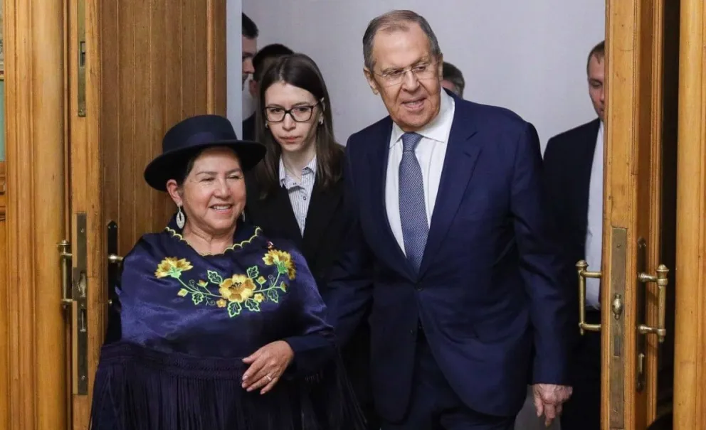 La Canciller junto al ministro de Relaciones Exteriores de Rusia Serguéi Lavrov. Foto: Telegram de Maria Vladimirovna Zakharova