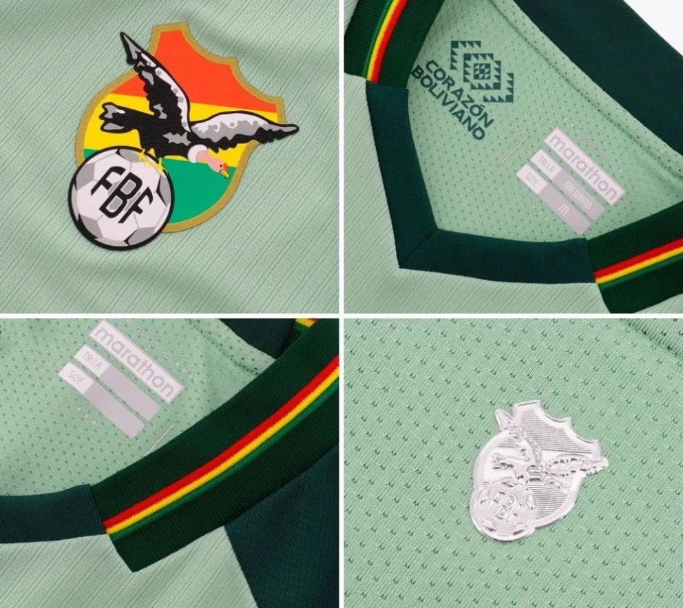 Detalles de la camiseta verde que lucirá la selección en la Copa América del 20 de junio al 14 de julio. Foto: Marathon.