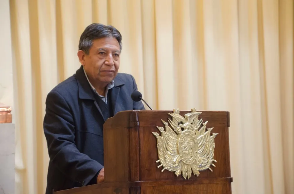 Choquehuanca, durante el acto efectuado la tarde de hoy. Foto: Vicepresidencia