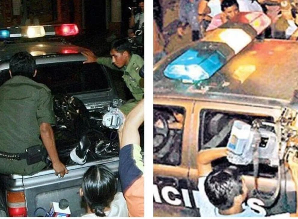 Fotografías de archivo que muestran a la Policía recogiendo cadáveres y detenidos.   Foto: ABI