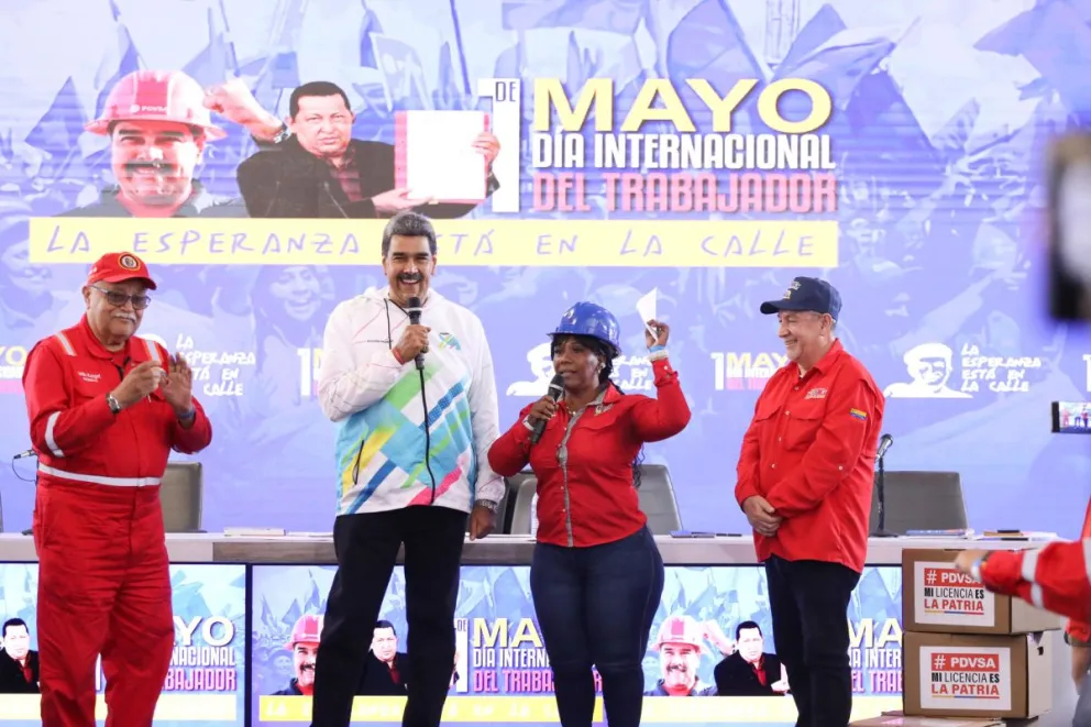 El presidente de Venezuela, Nicolás Maduro, en un acto por el Día Internacional de los Trabajadores. Foto: EFE