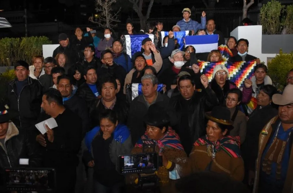El Pacto de Unidad afín a Evo Morales, en contacto con la prensa. Foto: APG